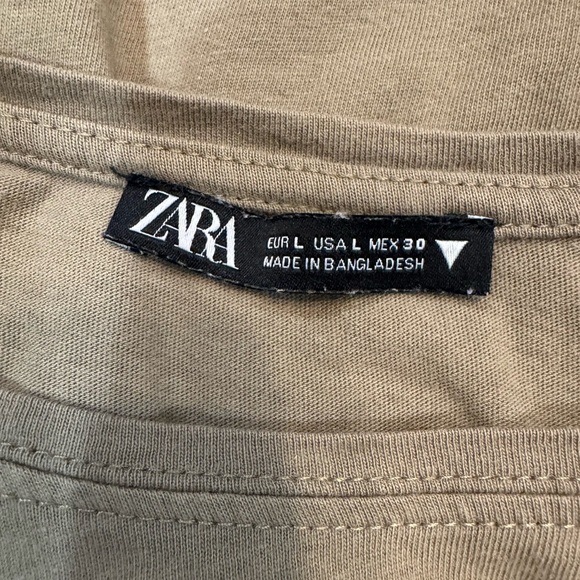 Zara Short Sleeve Classic Tan women’s Tee, Size Large - Picture 6 of 6